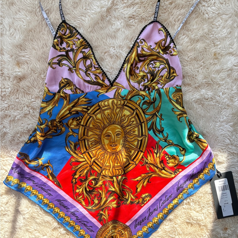 Versace Women's Camisole in Red, Blue, and Gold